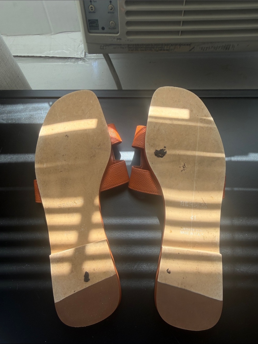 Hermes Orange Leather Slide - Picture 4 of 4